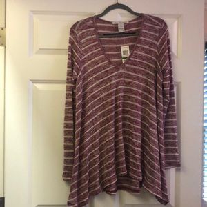 Berry and White Striped Top